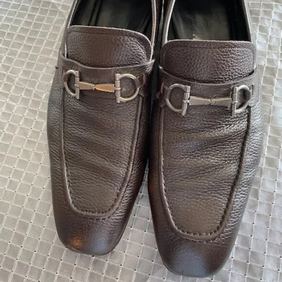 Salvatore Ferragamo Gancini horse-bit leather brown slip on size 10.5 Salvatore Ferragamo Master Gancini Horse Bit Brown Suede  main image 4